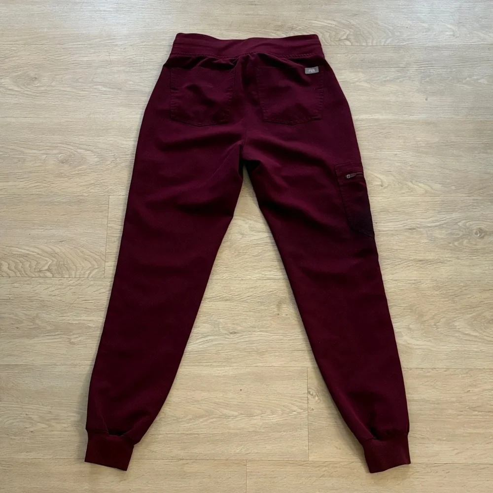 Figs Women’s Burgundy Jogger Scrub Pants - Picture 4 of 6